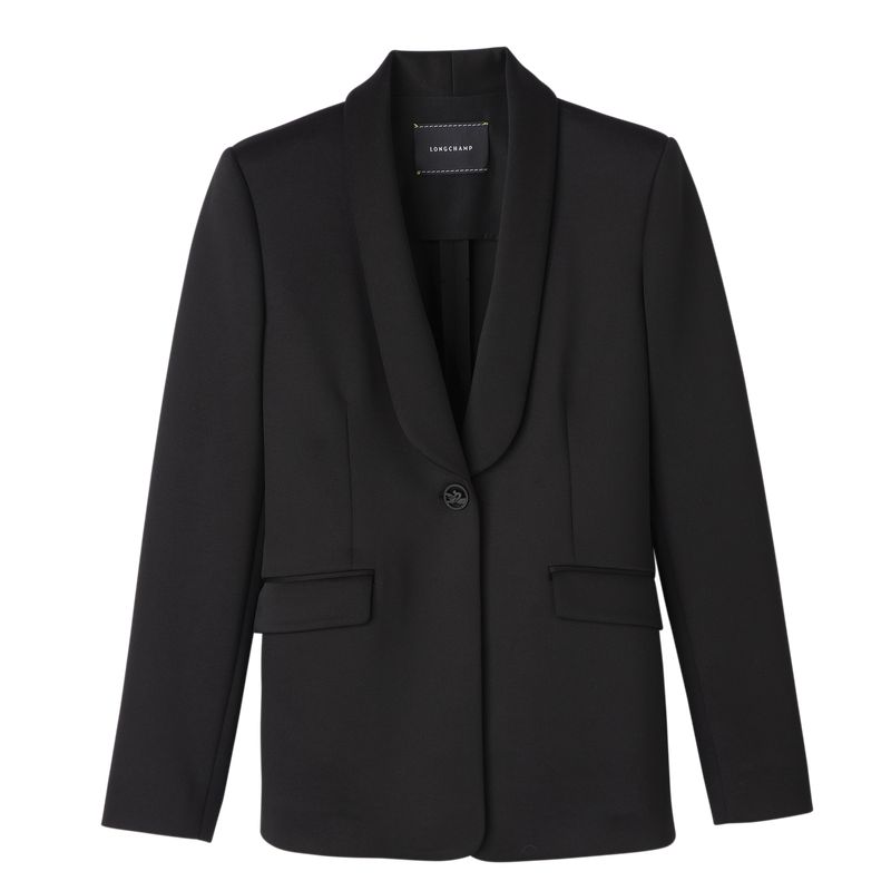 Black Longchamp Fitted Women Jacket | India-508JNSKDQ